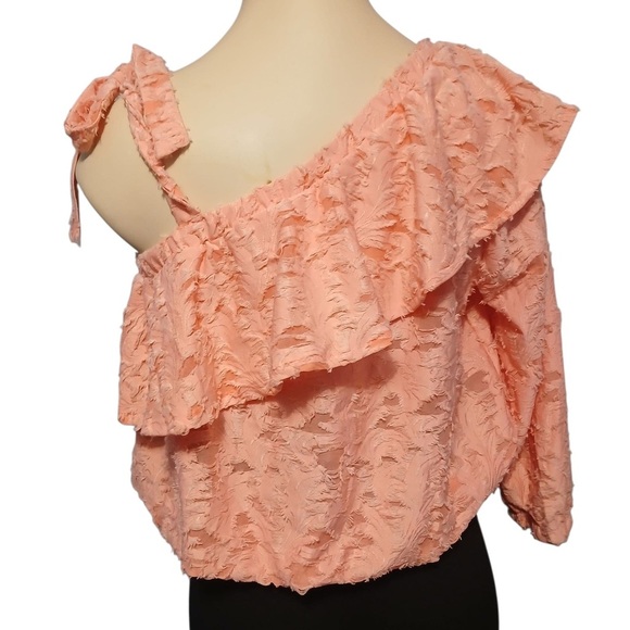 LC Lauren Conrad One-Shoulder Coral Blouse - Picture 3 of 14
